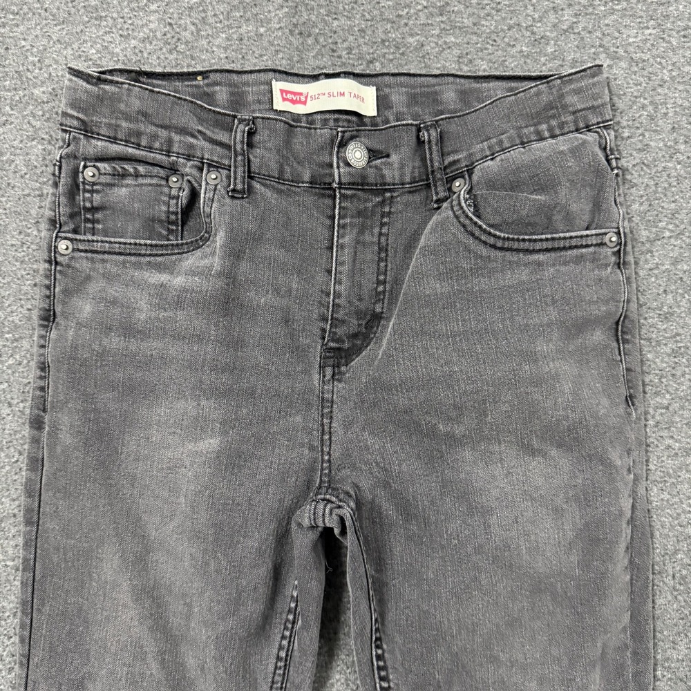 Modern Levis 512 Slim Taper Jeans Boys 16 Gray Good Washed Denim Pants - Picture 2 of 8